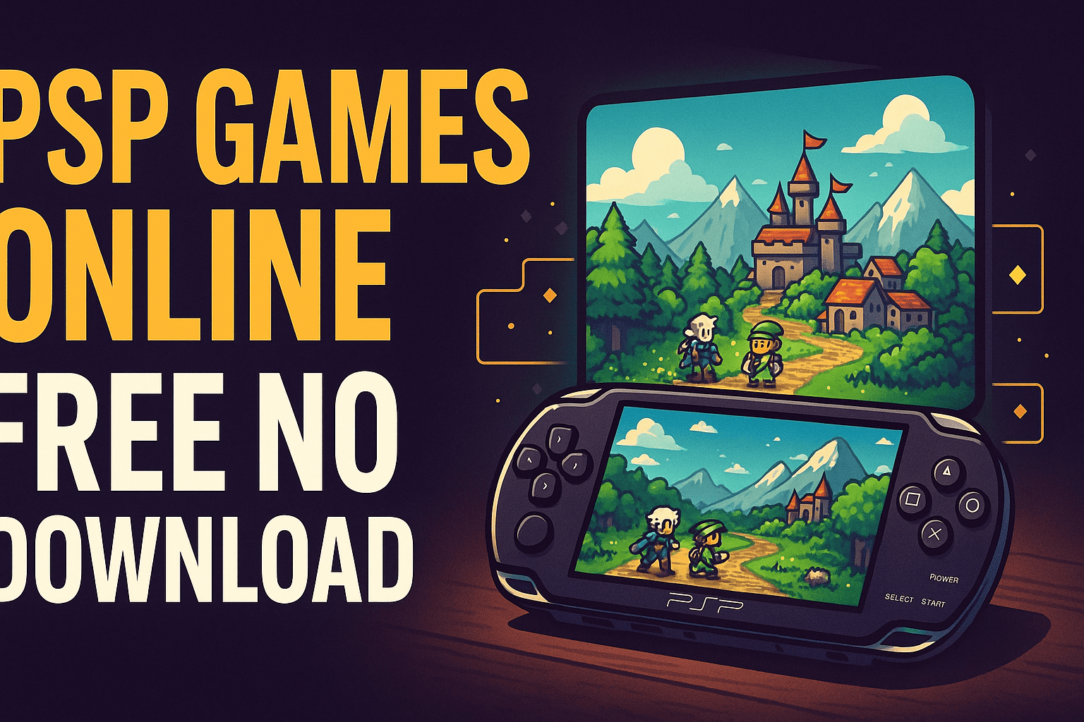 An illustration of a player enjoying a classic PSP role-playing game in their browser.